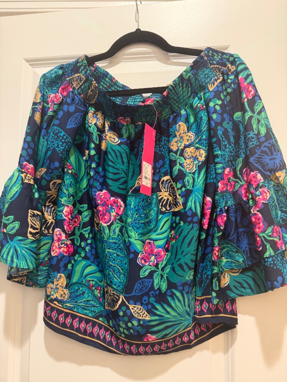 Lilly Pulitzer Kaori 3/4 Sleeve Off-Shoulder Top – Size Small – NWT 💙🌴
